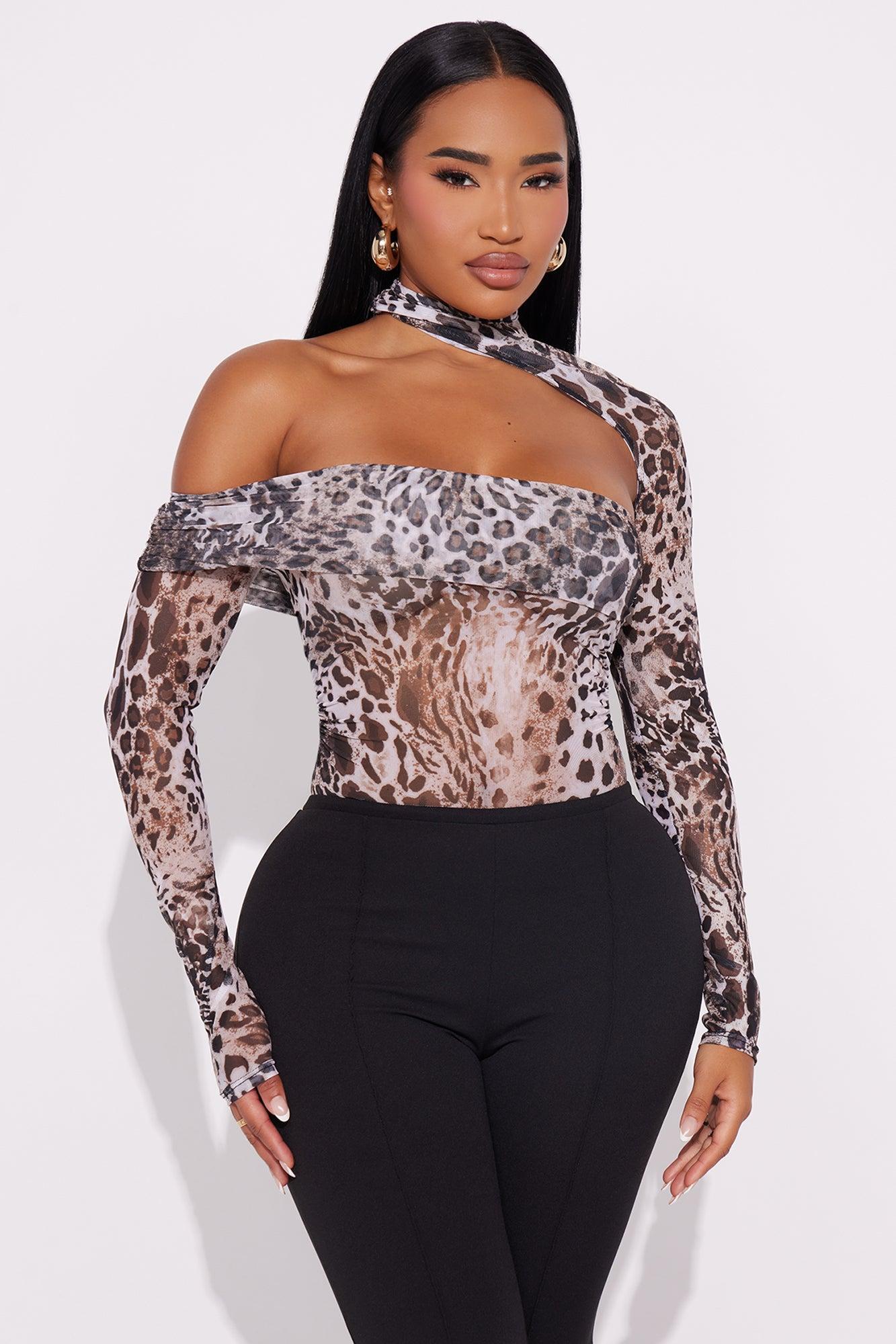 Out All Night Leopard Mesh Bodysuit - Leopard Female Product Image