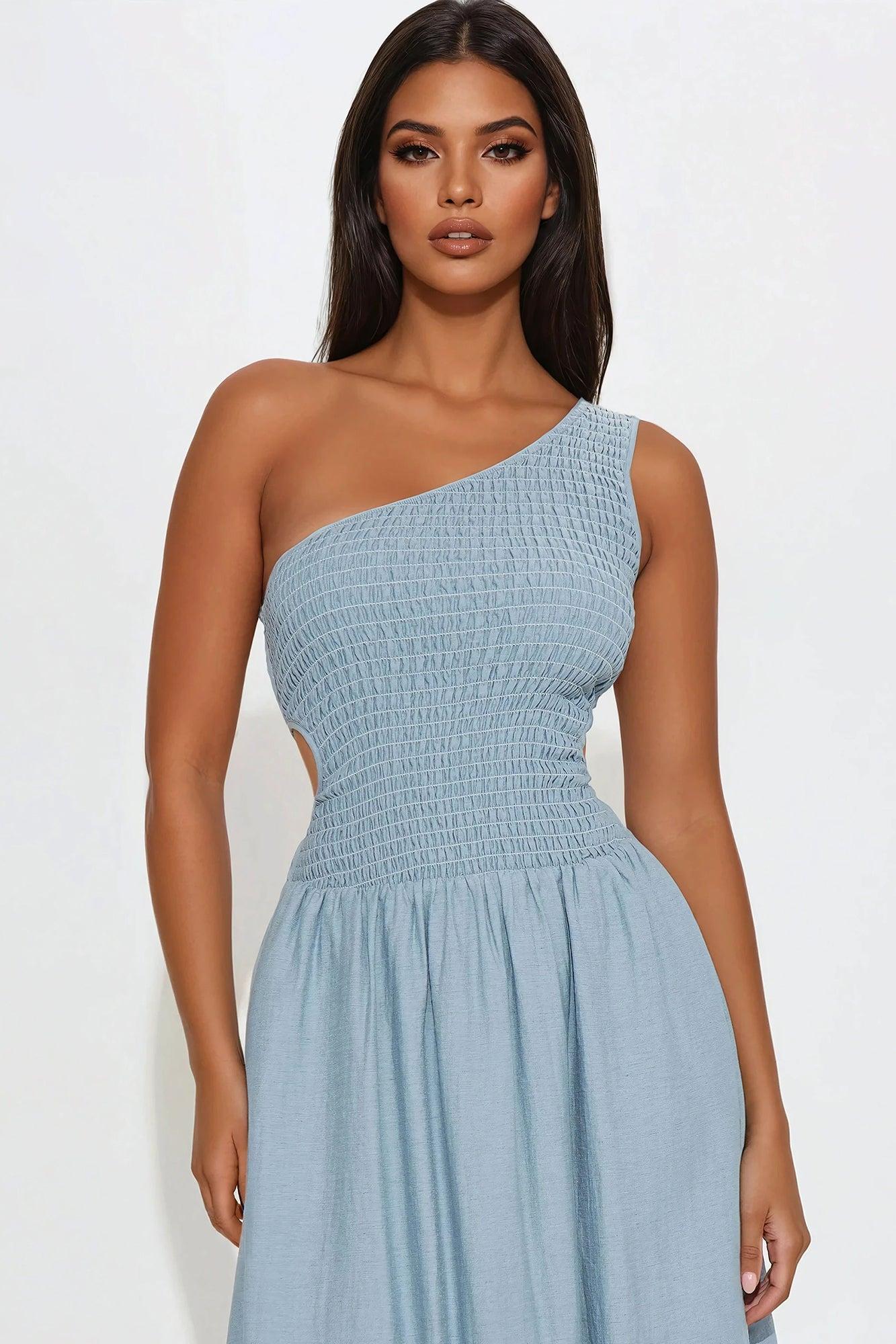 Simplicity Smocked Midi Dress - Blue Product Image