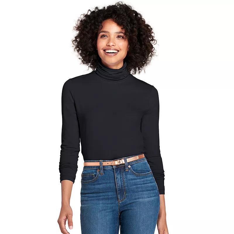 Petite Lands' End Lightweight Fitted Long Sleeve Turtleneck, Women's,  Product Image