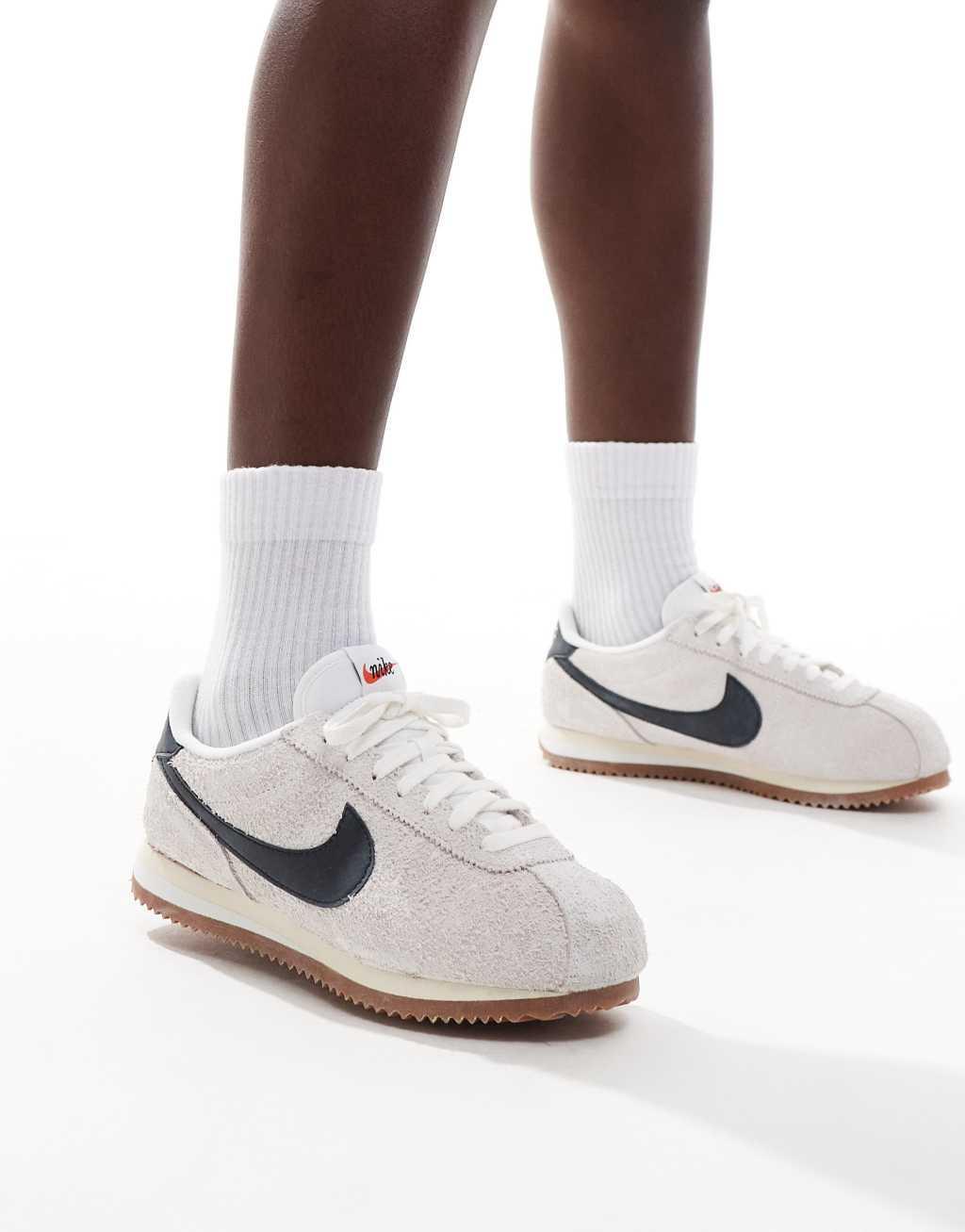 Nike Cortez Suede sneakers in white and black Product Image