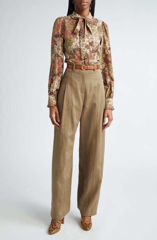 ULLA JOHNSON Vedra Neck-tie Paisley Silk Blouse In Aura Product Image