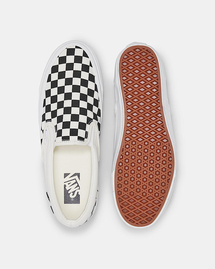 Premium Classic Slip-On Checkerboard Shoe in Checkerboard Black / Off White| Vans US Product Image