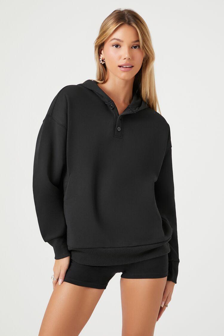 Drop-Sleeve Fleece Hoodie | Forever 21 Product Image