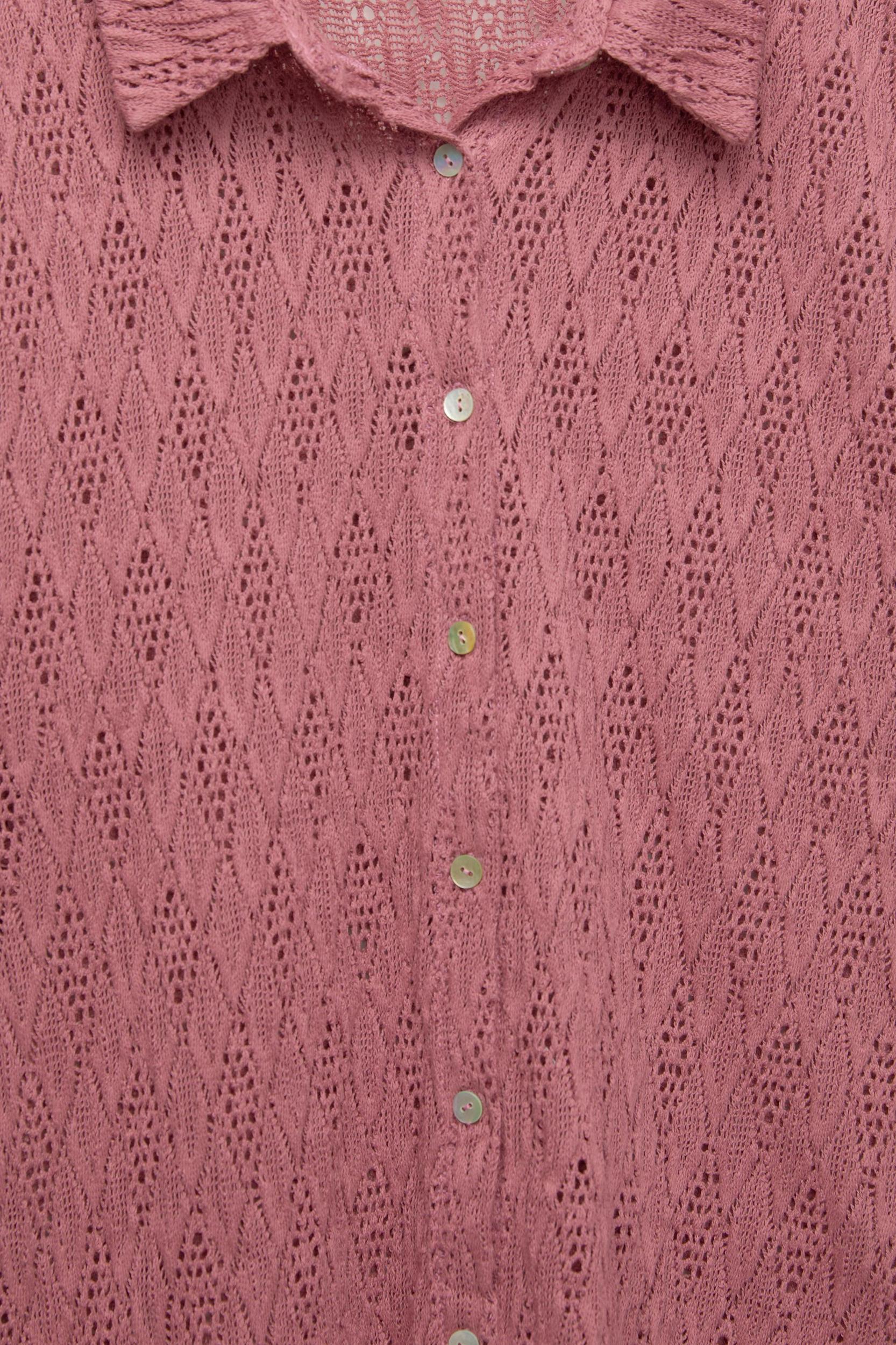 Short sleeve open-knit shirt Product Image