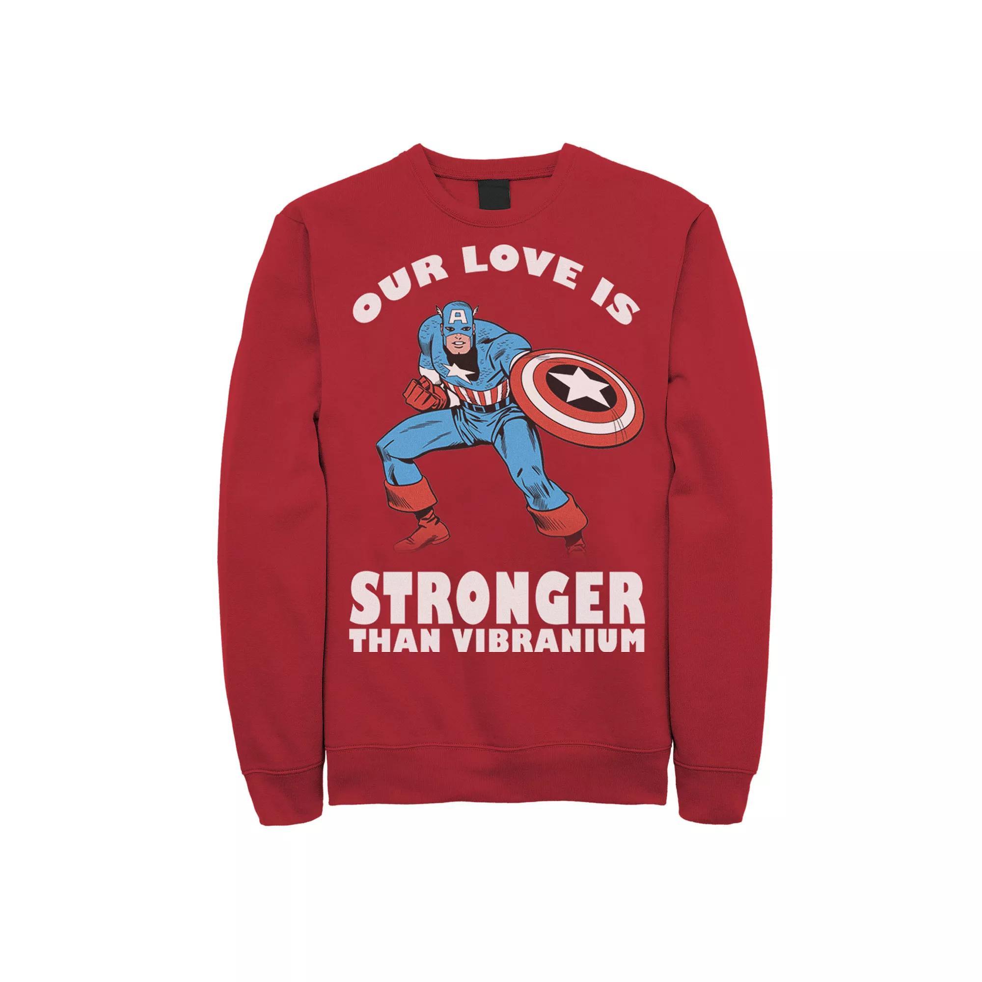 Men's Marvel Strong Love Valentines Day Sweatshirt, Size: XL, Red Product Image