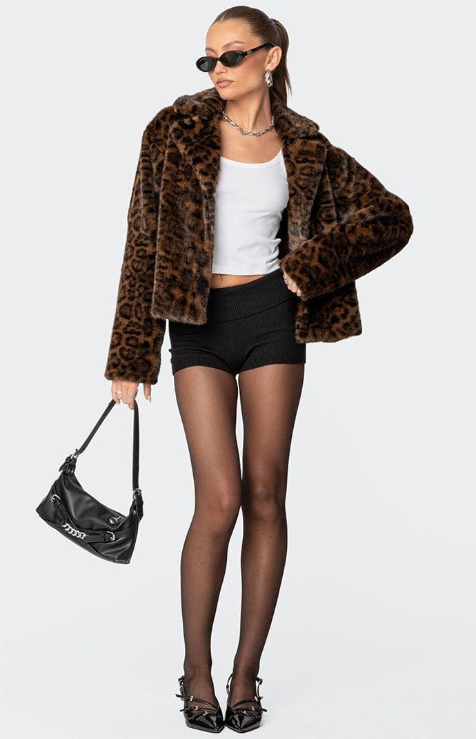 Edikted Women's Lady Leopard Faux Fur Jacket Product Image