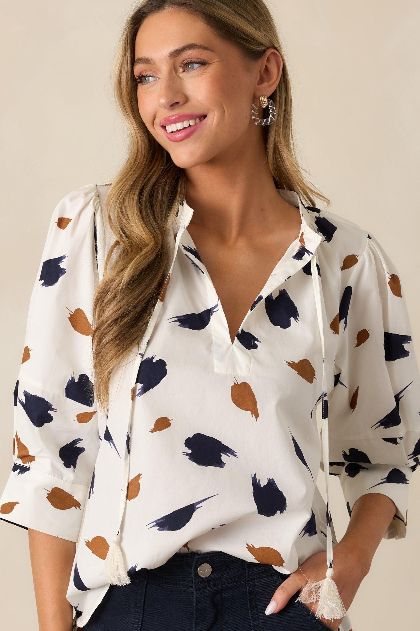 From The Top Cotton Ivory Blouse Product Image