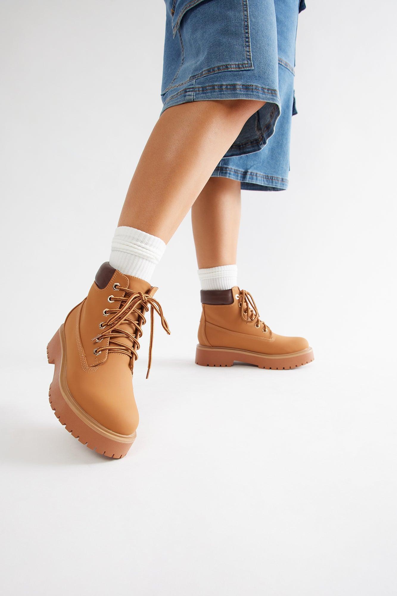 Luca Lace Up Booties - Tan Product Image