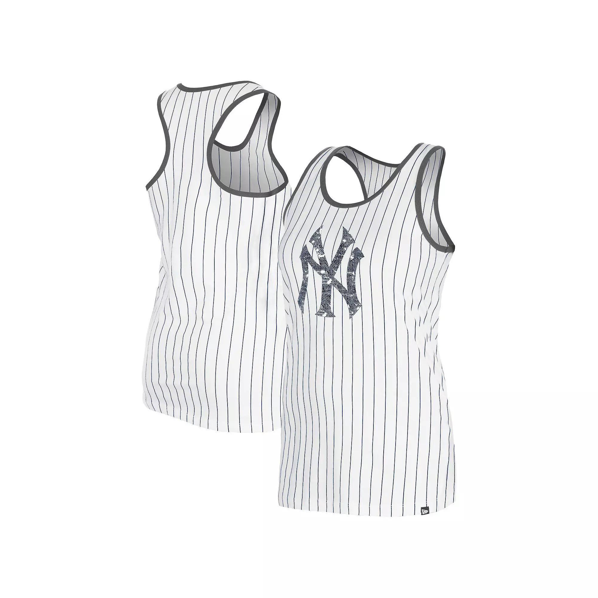 Women's New Era White New York Yankees Gameday Pinstripe Tank Top, Size: Medium Product Image