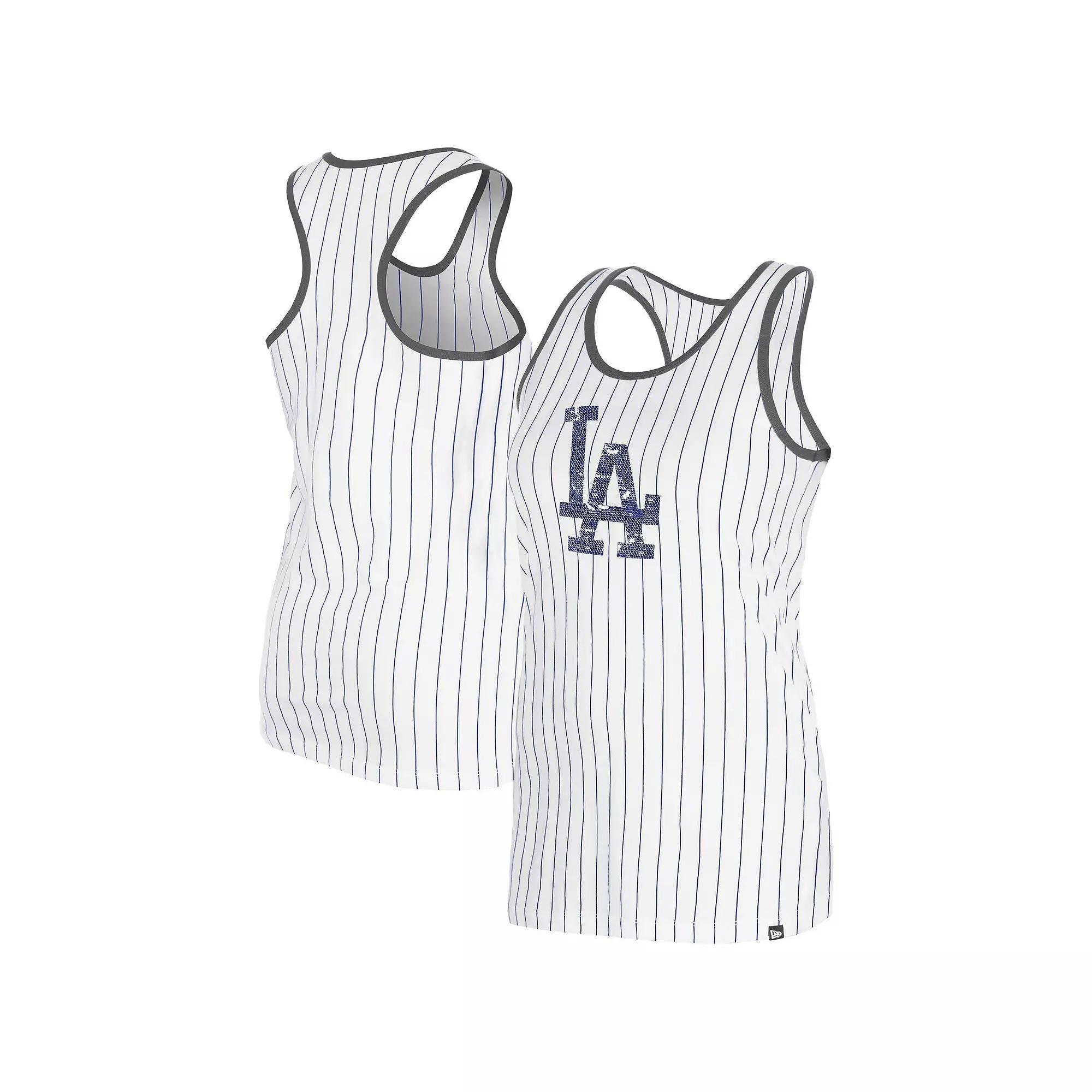 Women's New Era White Los Angeles Dodgers Gameday Pinstripe Tank Top,  Product Image