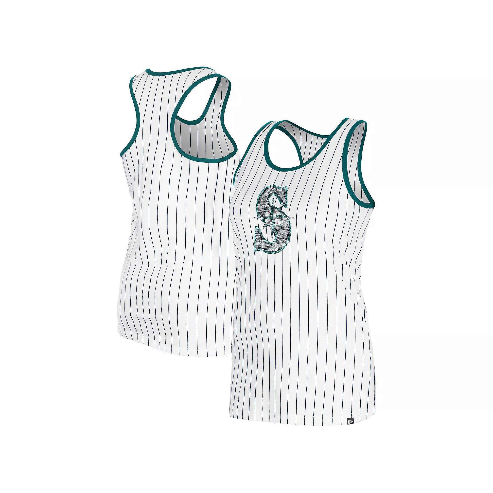 Women's New Era White Seattle Mariners Gameday Pinstripe Tank Top, Size: XL Product Image