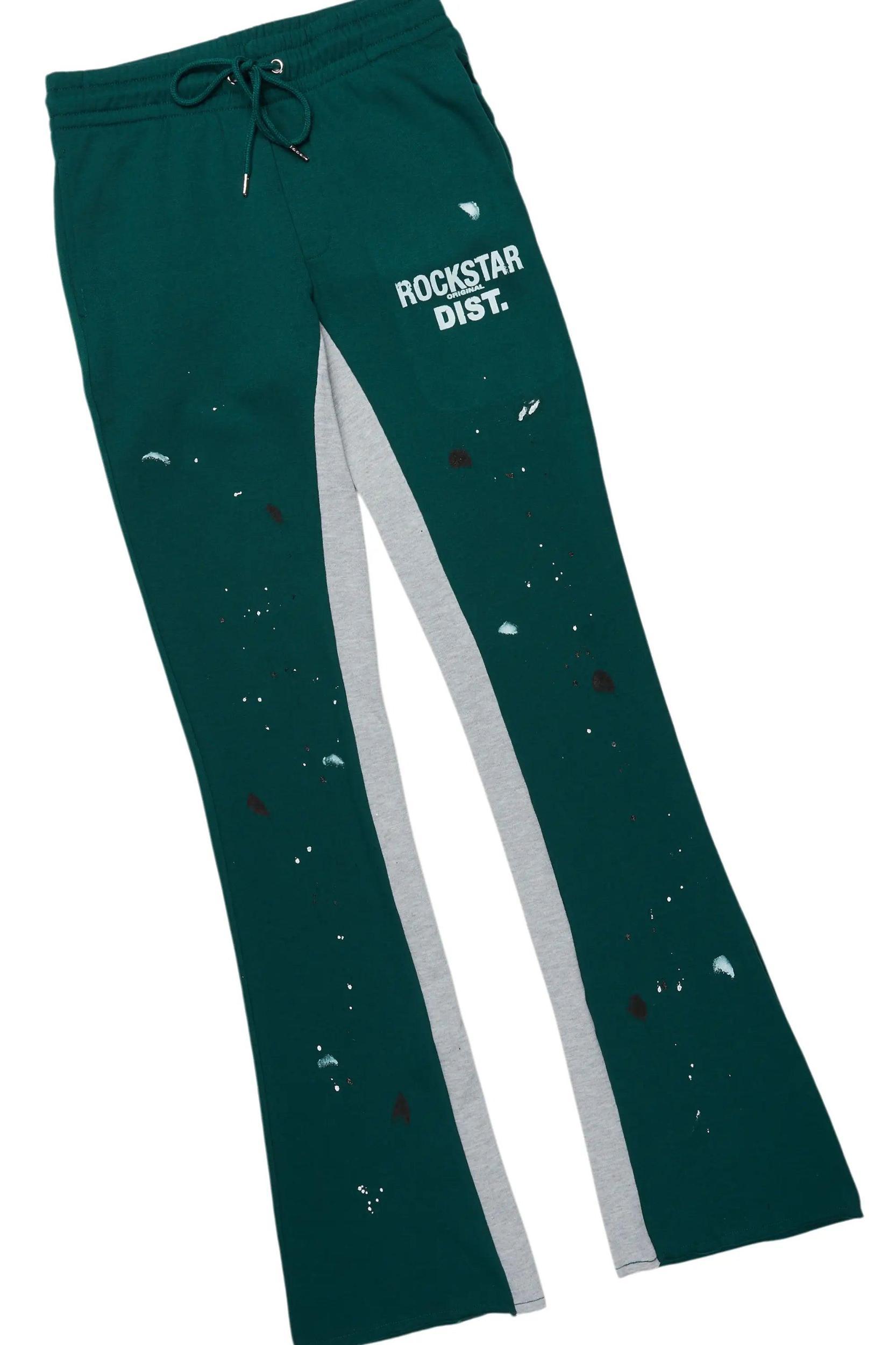 Scottie Green/White Hoodie/Baggy Track Pant Set Male Product Image