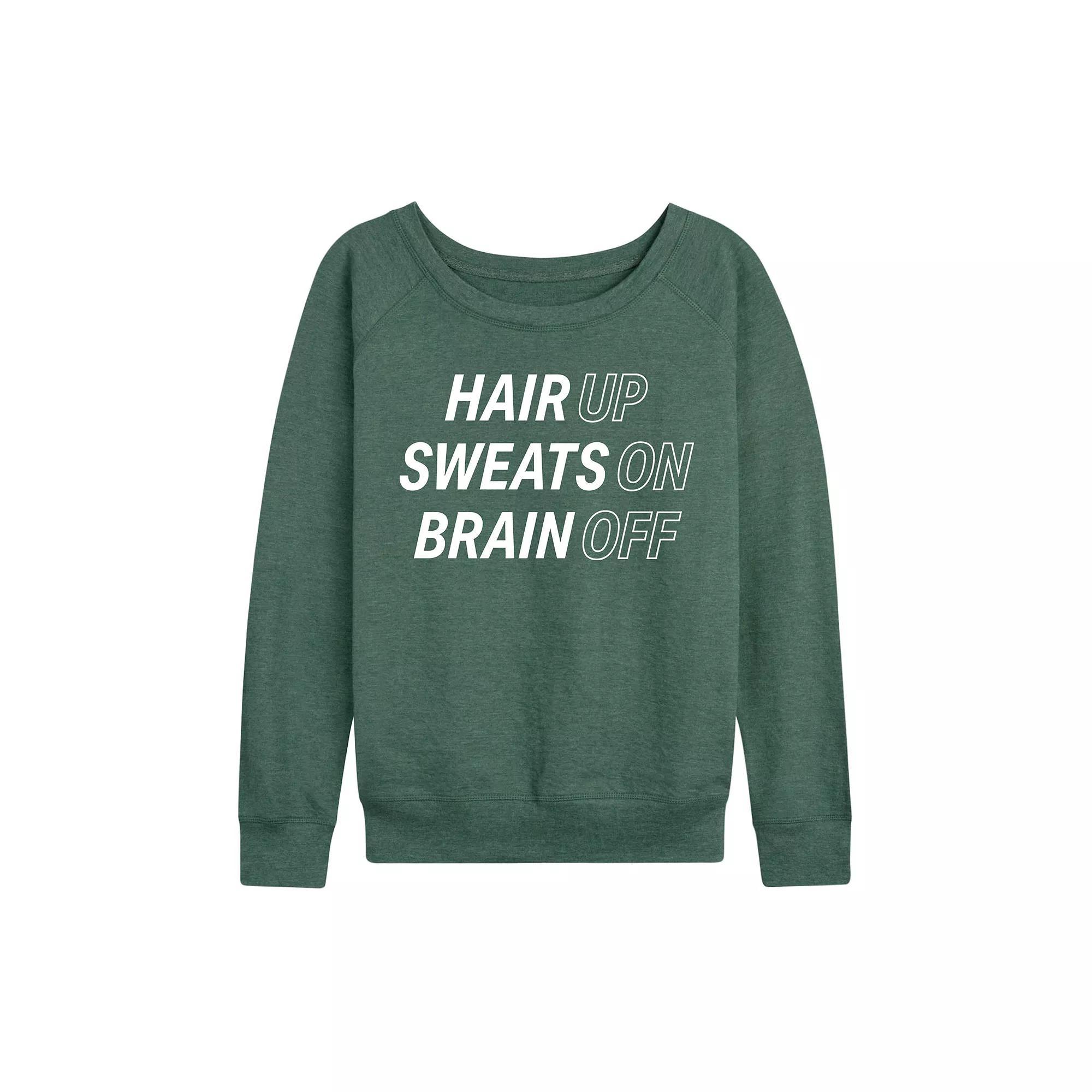 Women's Hair Up Sweats On Brain Off French Terry Long Sleeve Tee, Girl's,  Product Image