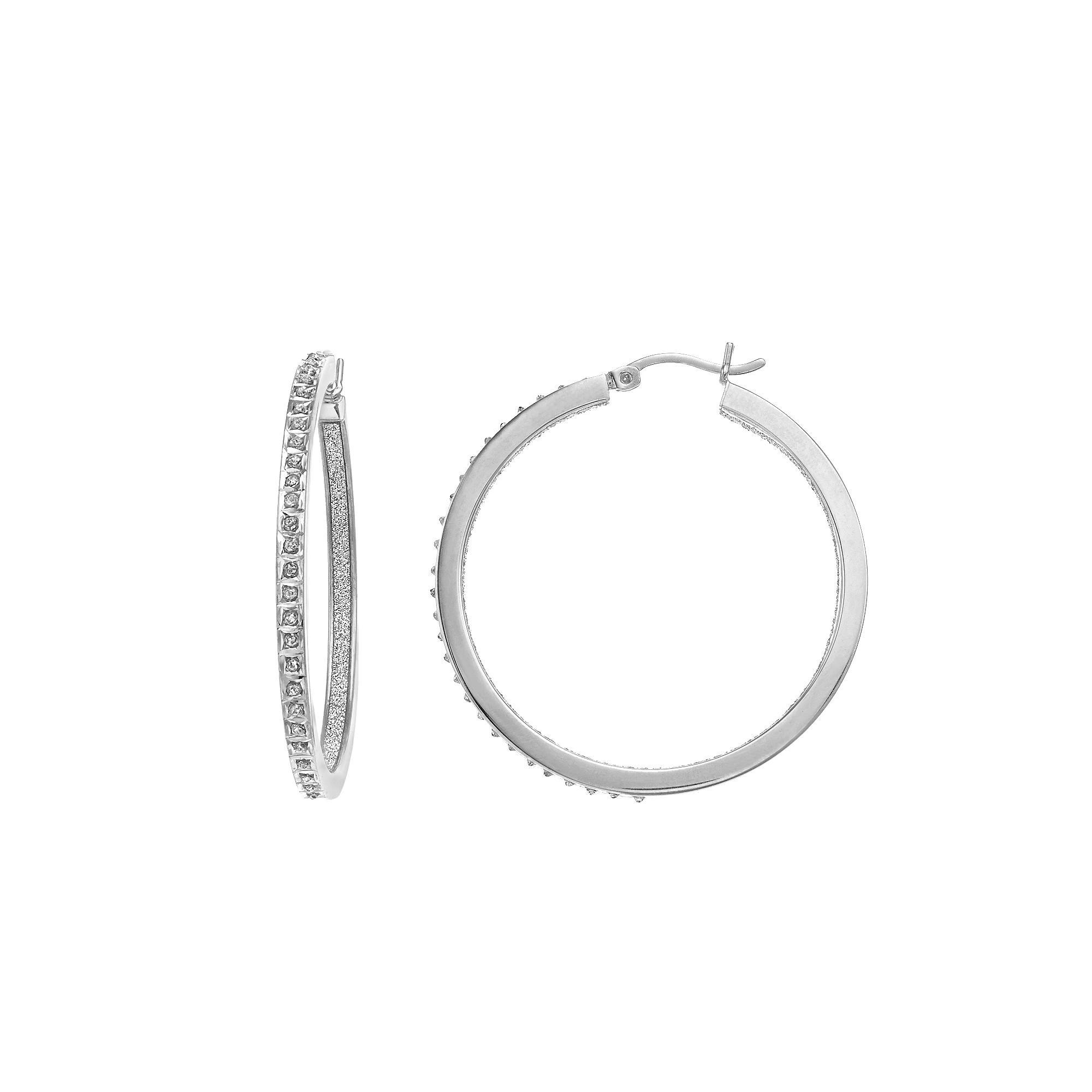 Diamond Mystique Sterling Silver Diamond Accent Hoop Earrings, Women's Product Image