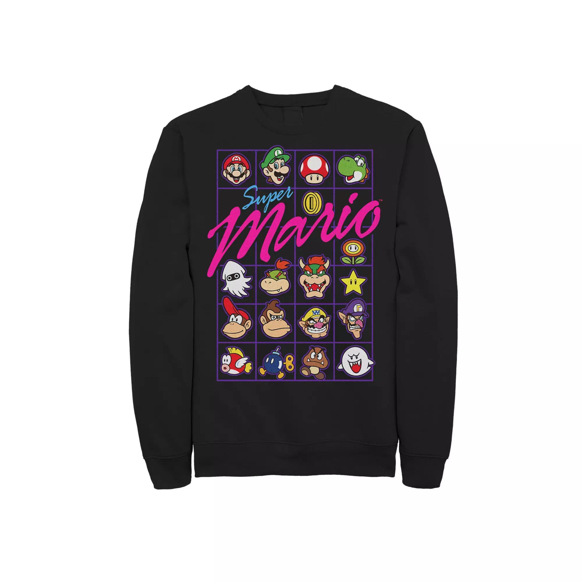 Big & Tall Nintendo Super Mario Bros Boxed Up Panels Fleece Sweatshirt, Men's,  Product Image