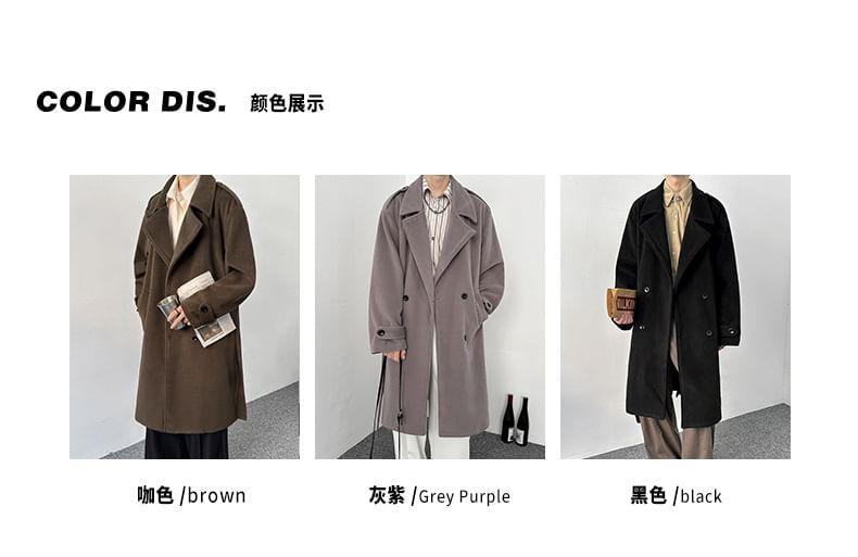 Double Breasted Plain Long Coat Product Image