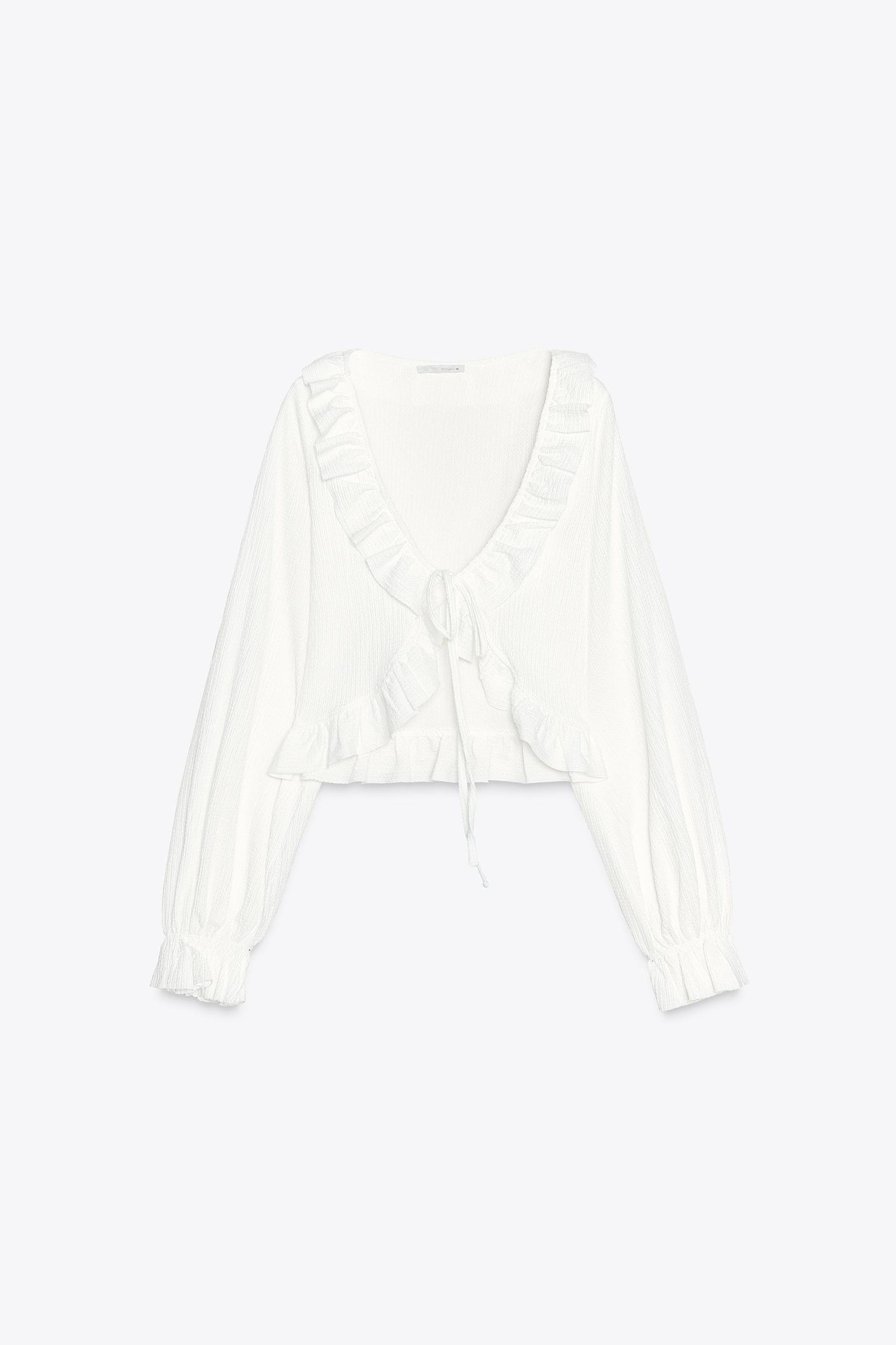 RUFFLED V-NECK TOP Product Image