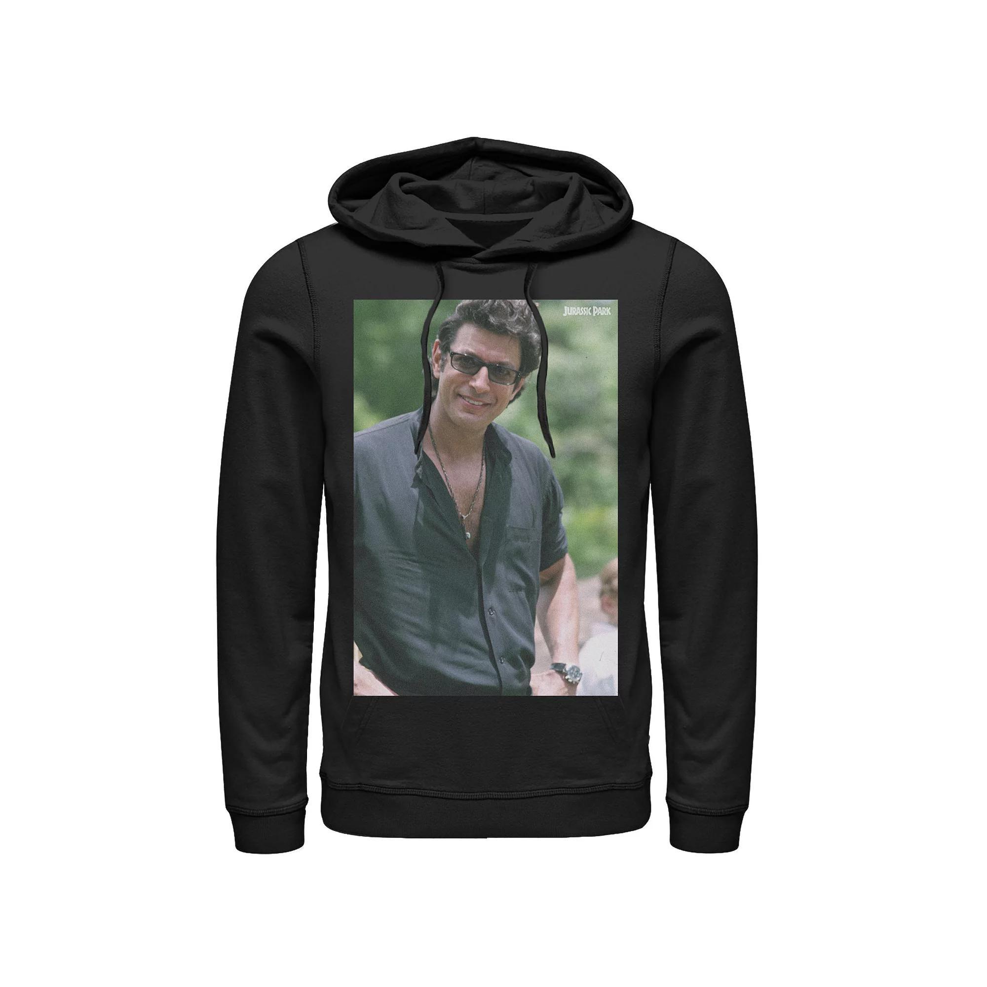 Men's Jurassic Park Jeff Goldblum Smile Poster Style Pullover Hoodie, Size: Small, Grey Heather Product Image