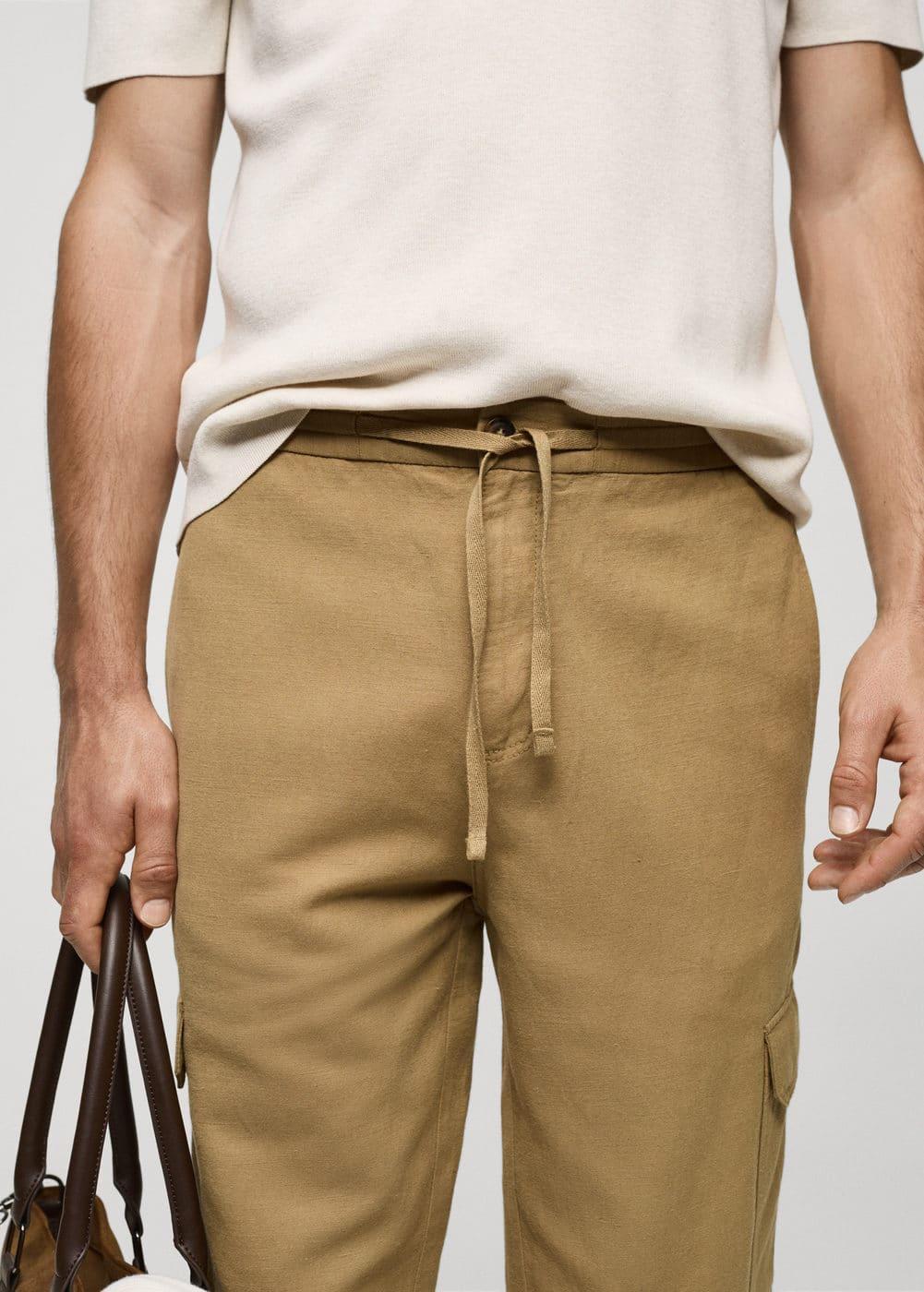 Mango Mens Cotton-Linen Cargo Pants Product Image