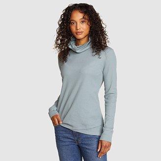 Women's Thermal Mock Neck Long-Sleeve Tulip Hem Shirt Product Image