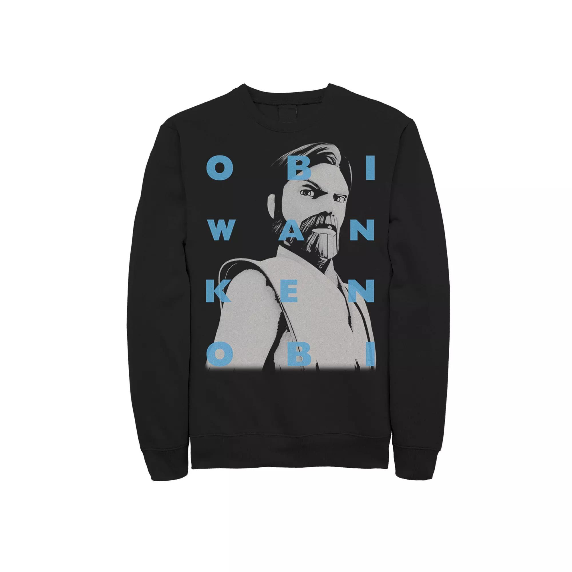 Men's Star Wars: Clone Wars Obi-Wan Kenobi Text Overlay Sweatshirt,  Product Image