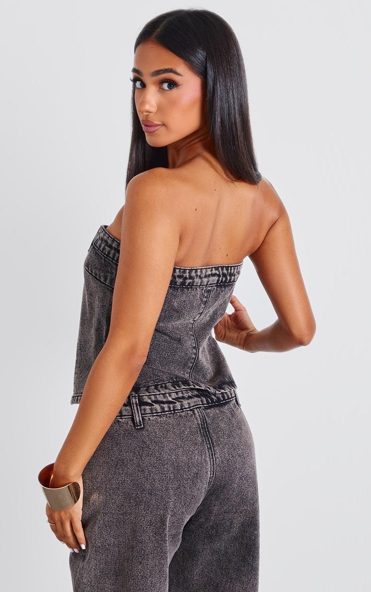 Petite Washed Grey Bandeau Open Top Product Image
