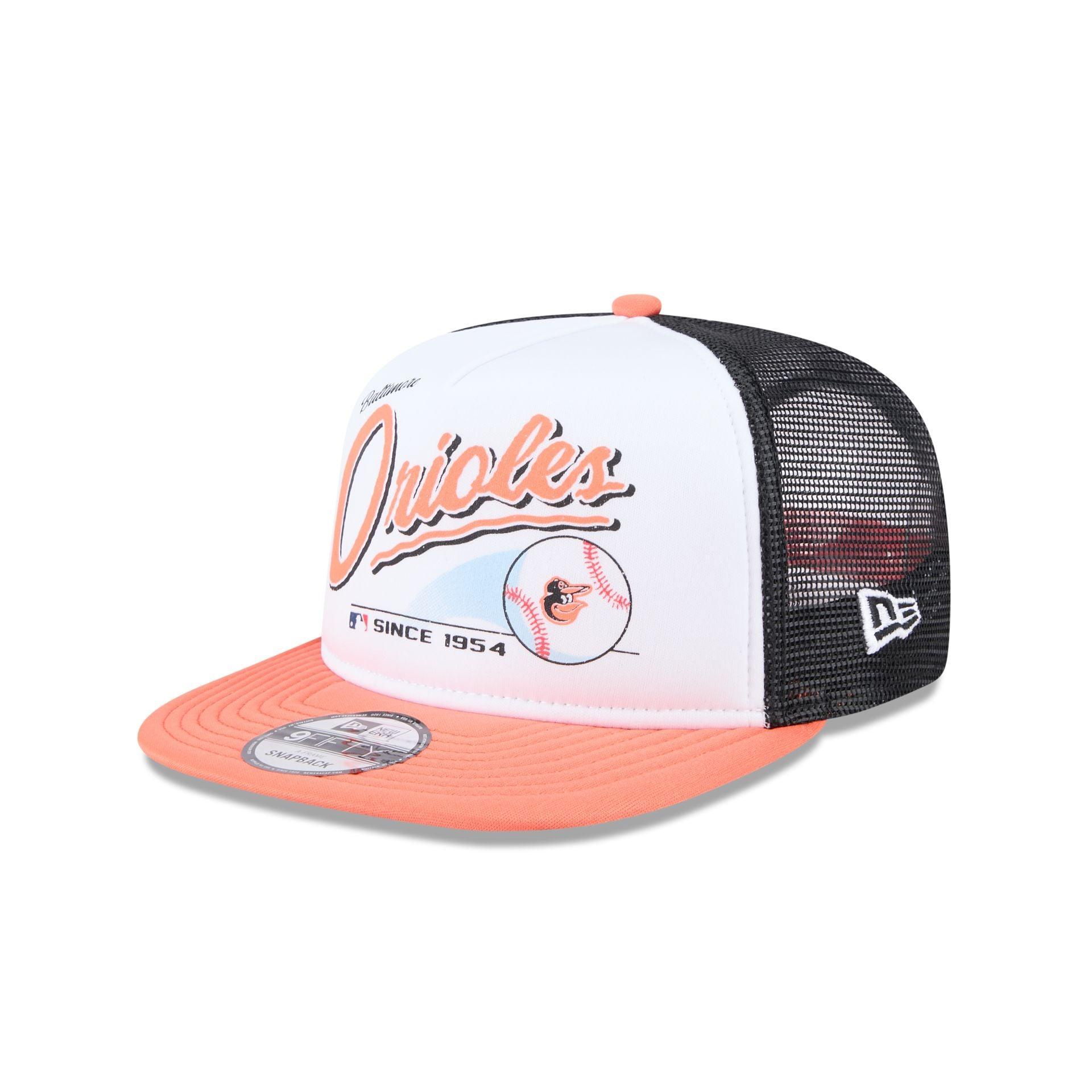 Baltimore Orioles Retro Script 9FIFTY A-Frame Trucker Hat Male Product Image