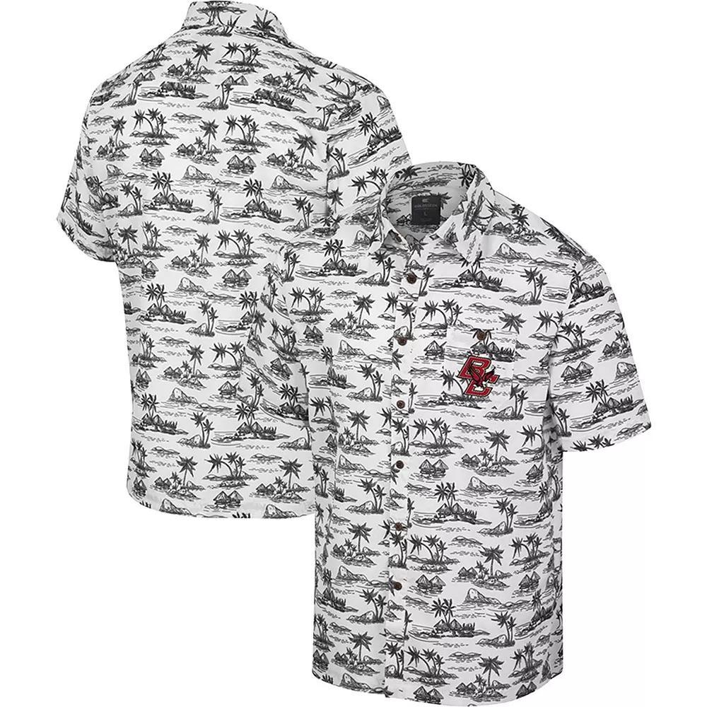 Men's Colosseum White Boston College Eagles Spontaneous is Romantic Camp Button-Up Shirt, Size: XL Product Image