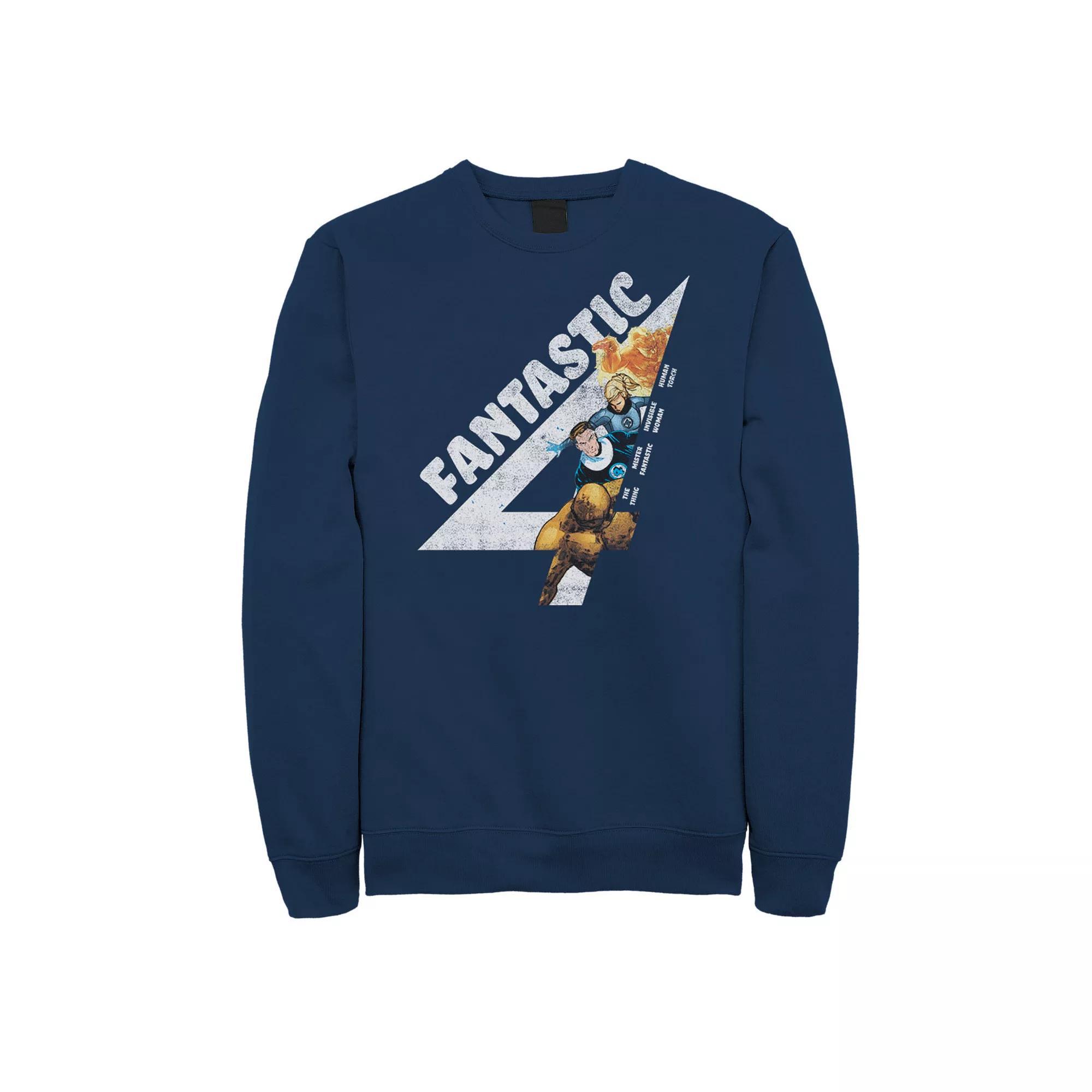 Men's Marvel Fantastic Four Group Shot Logo Fill Sweatshirt, Size: Large, Blue Product Image