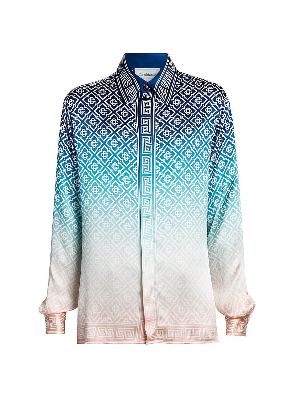 Mens Monogrammed Logo Ombr Silk Shirt Product Image