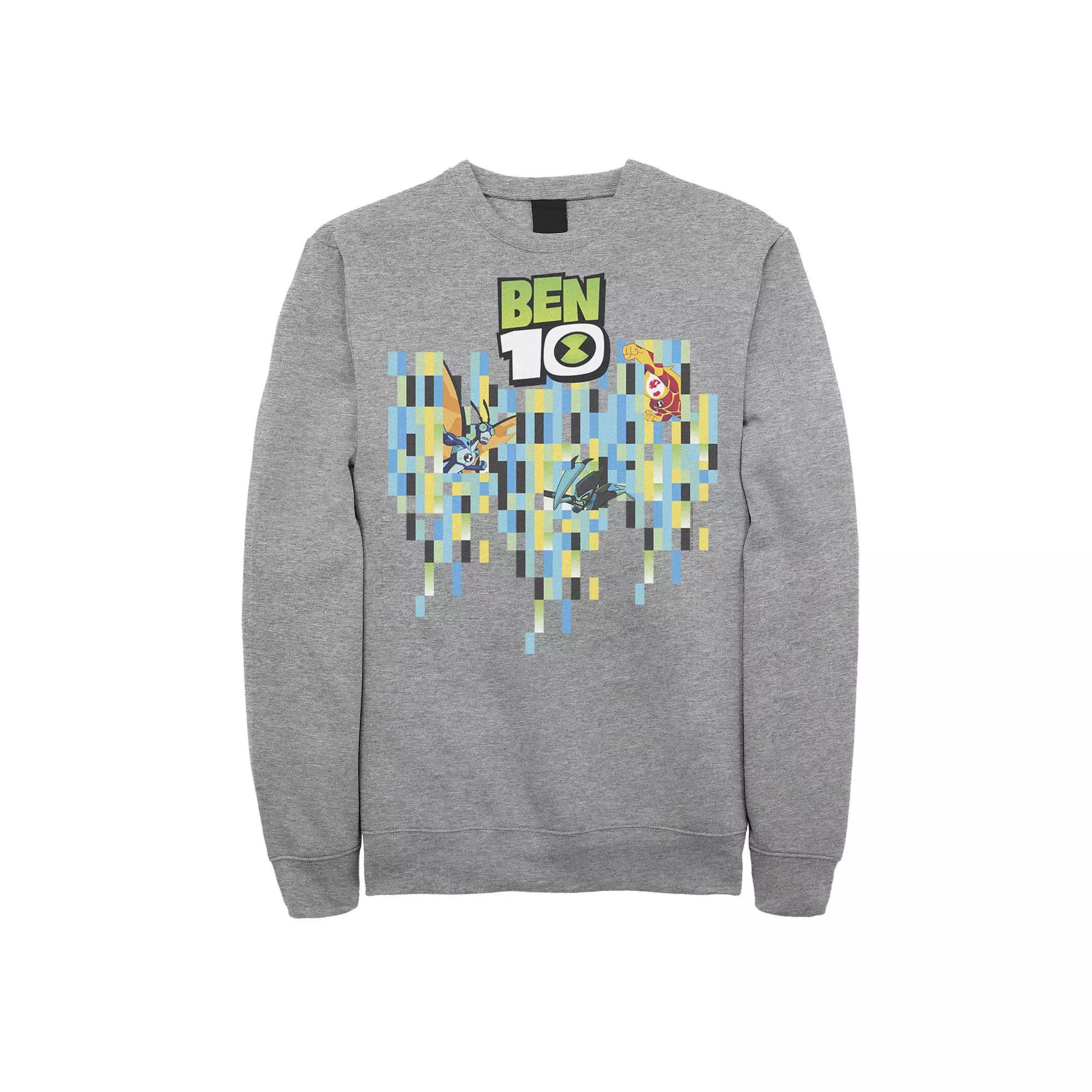Men's Ben 10 Aliens Pixel Background Sweatshirt, Size: Large, Athletic Grey Product Image