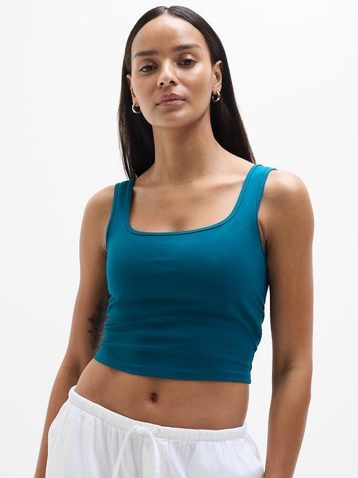 Signature Rib Square Neck Crop Tank Product Image