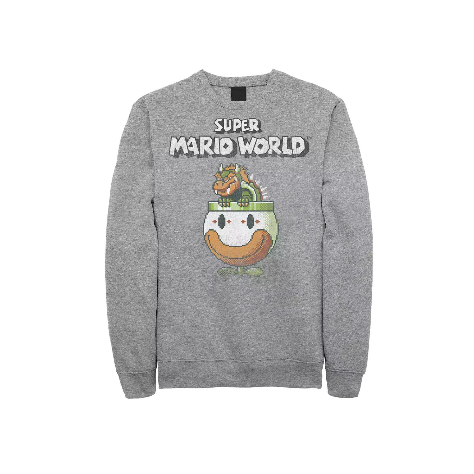 Big & Tall Nintendo Super Mario World Bowser Is King Fleece Sweatshirt, Men's, Size: 5XL, Athletic Grey Product Image
