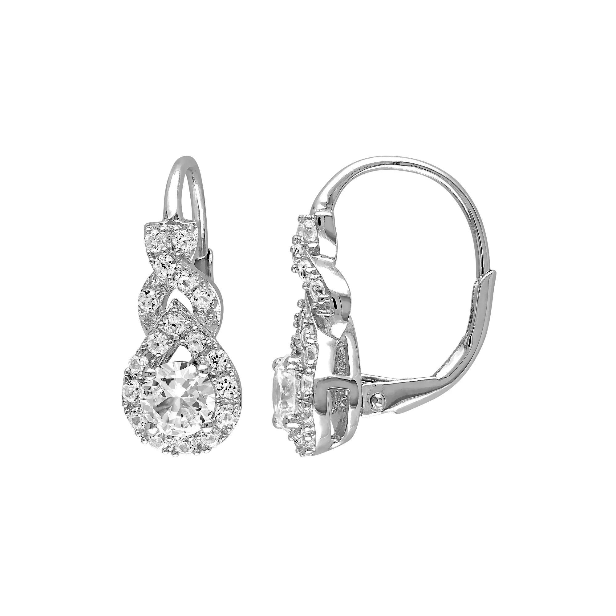 Stella Grace Lab-Created White Sapphire Sterling Silver Twist Drop Earrings, Women's Product Image