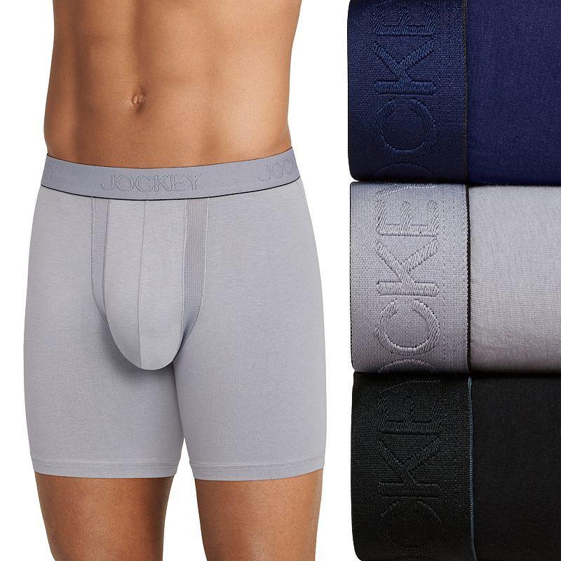 Mens Jockey 3-Pack Chafe Proof Pouch Cotton Stretch Boxer 5 Boxer Brief, Mens Product Image