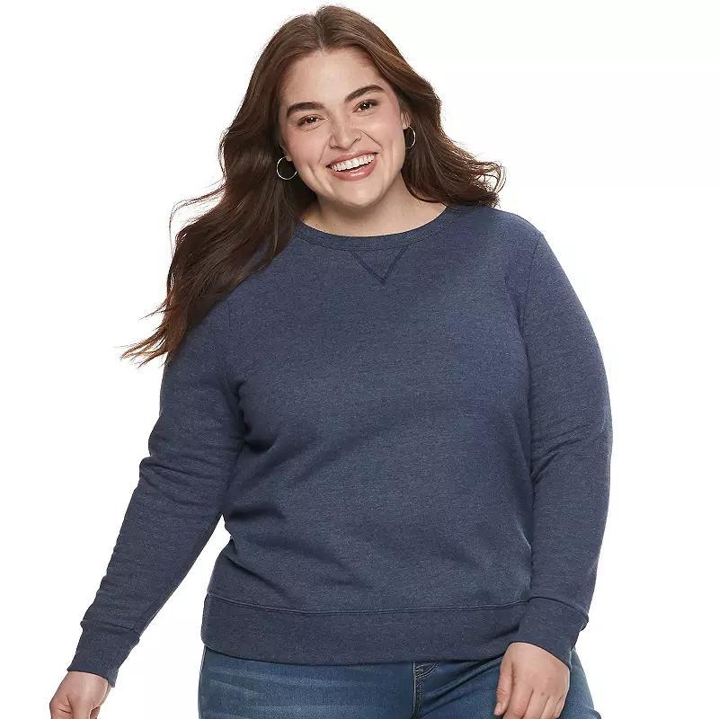 Hanes Just My Size EcoSmart Womens Fleece Sweatshirt, V-Notch (Plus ) Navy Heather 5X Product Image