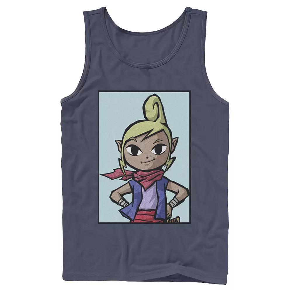 Men's Legend of Zelda Tetra Hands On Hips Blue Tank Top,  Product Image