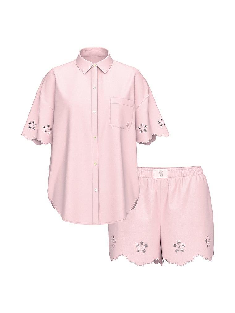 Modal-Cotton Eyelet Long Pajama Set Product Image