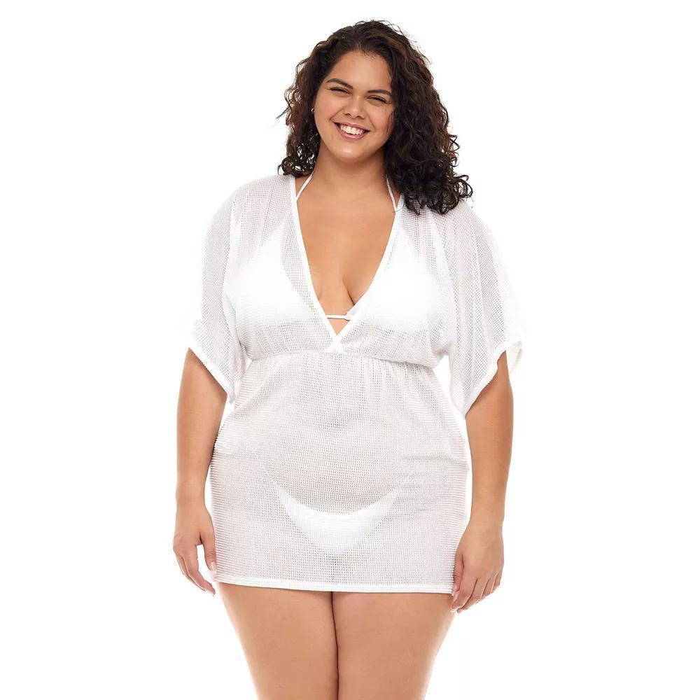 Plus Size Jordan Taylor Textured Dolman Swim Cover-Up Tunic, Women's, Size: 3XL, White Product Image