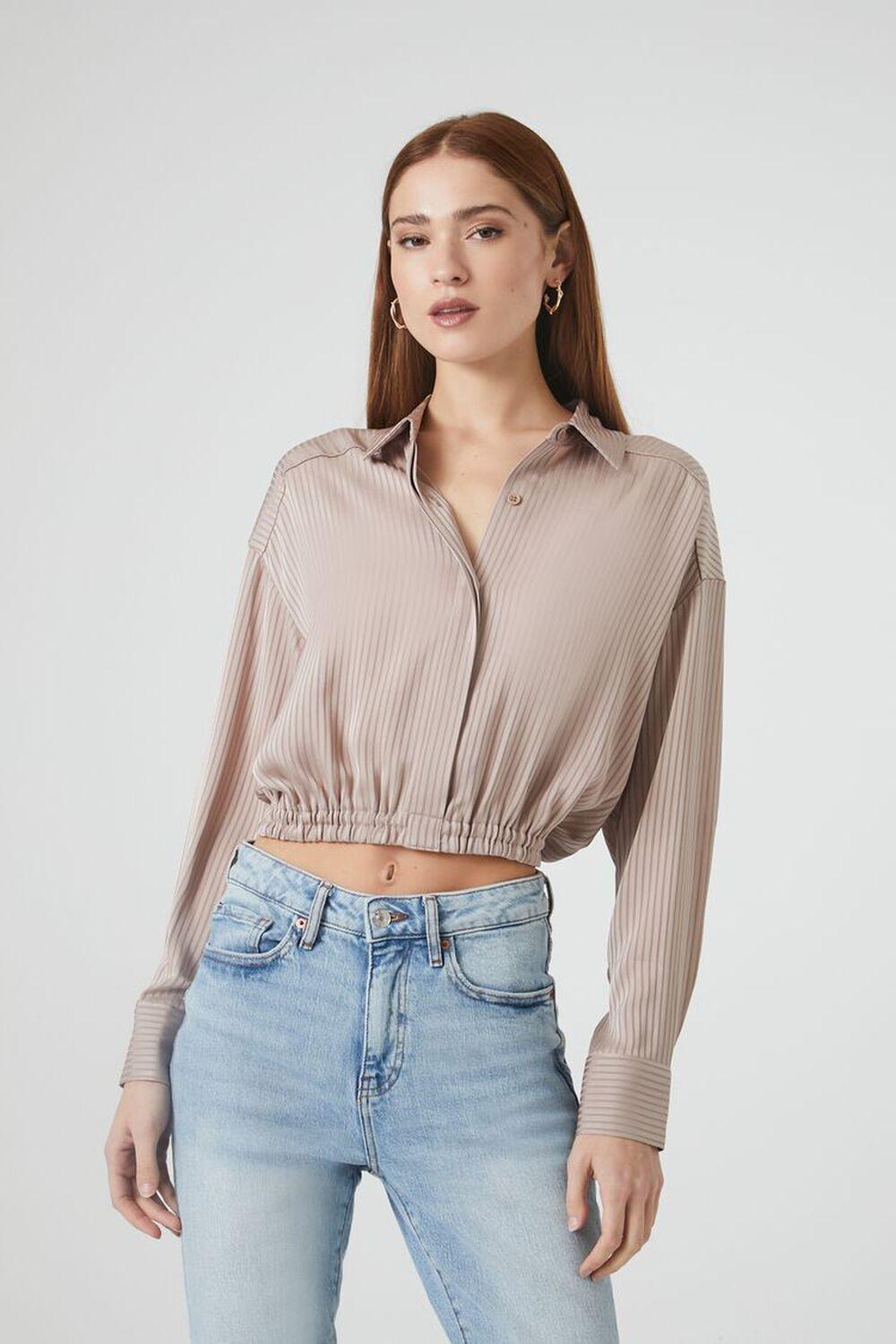 Cropped Satin Shirt | Forever 21 Product Image