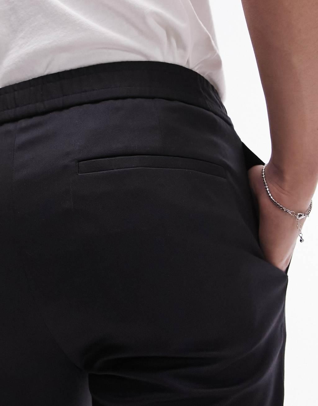 Topman elasticized waist jogger pants in navy Product Image