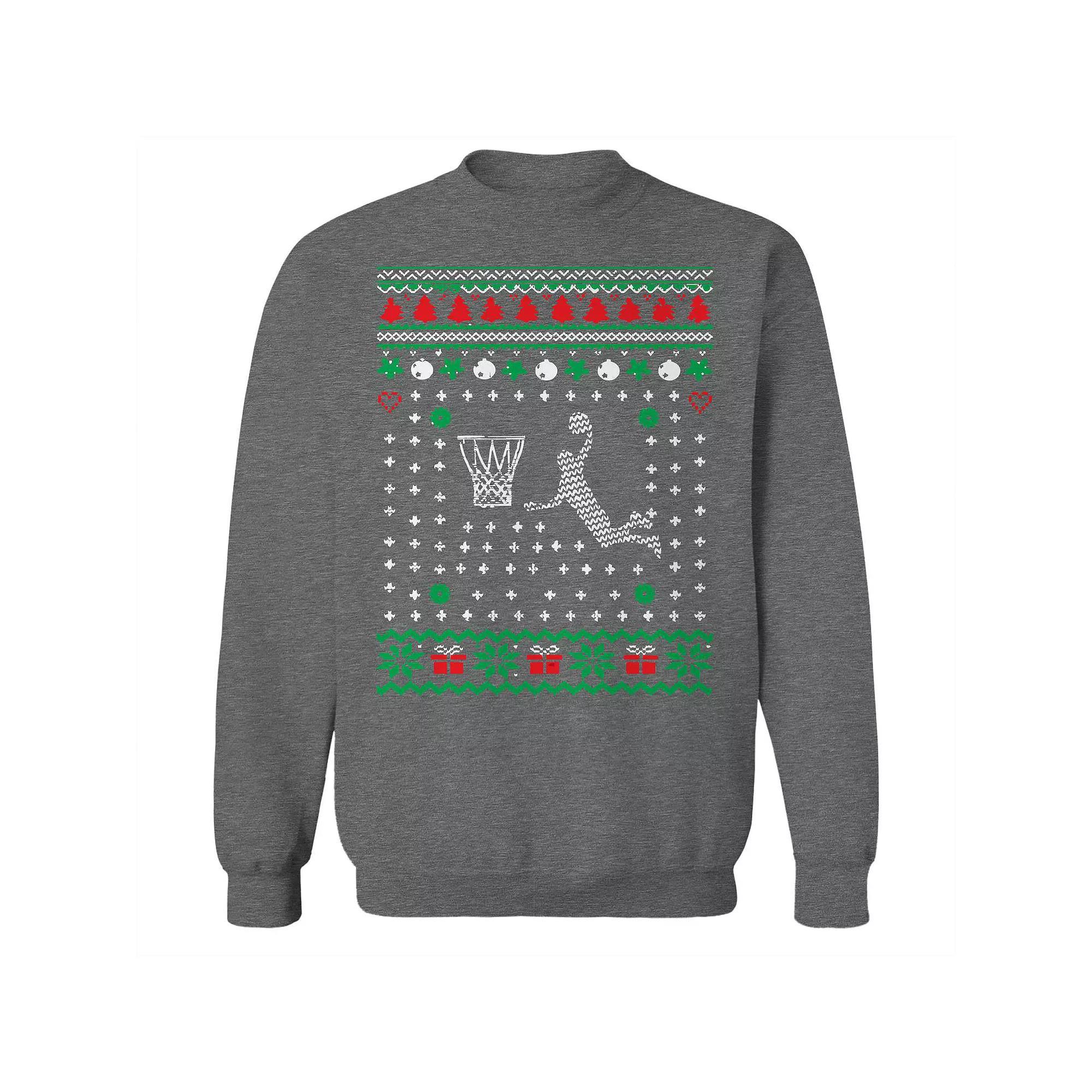 Men's Basket Ugly Christmas Sweater Graphic Sweatshirt, Adult Unisex,  Product Image