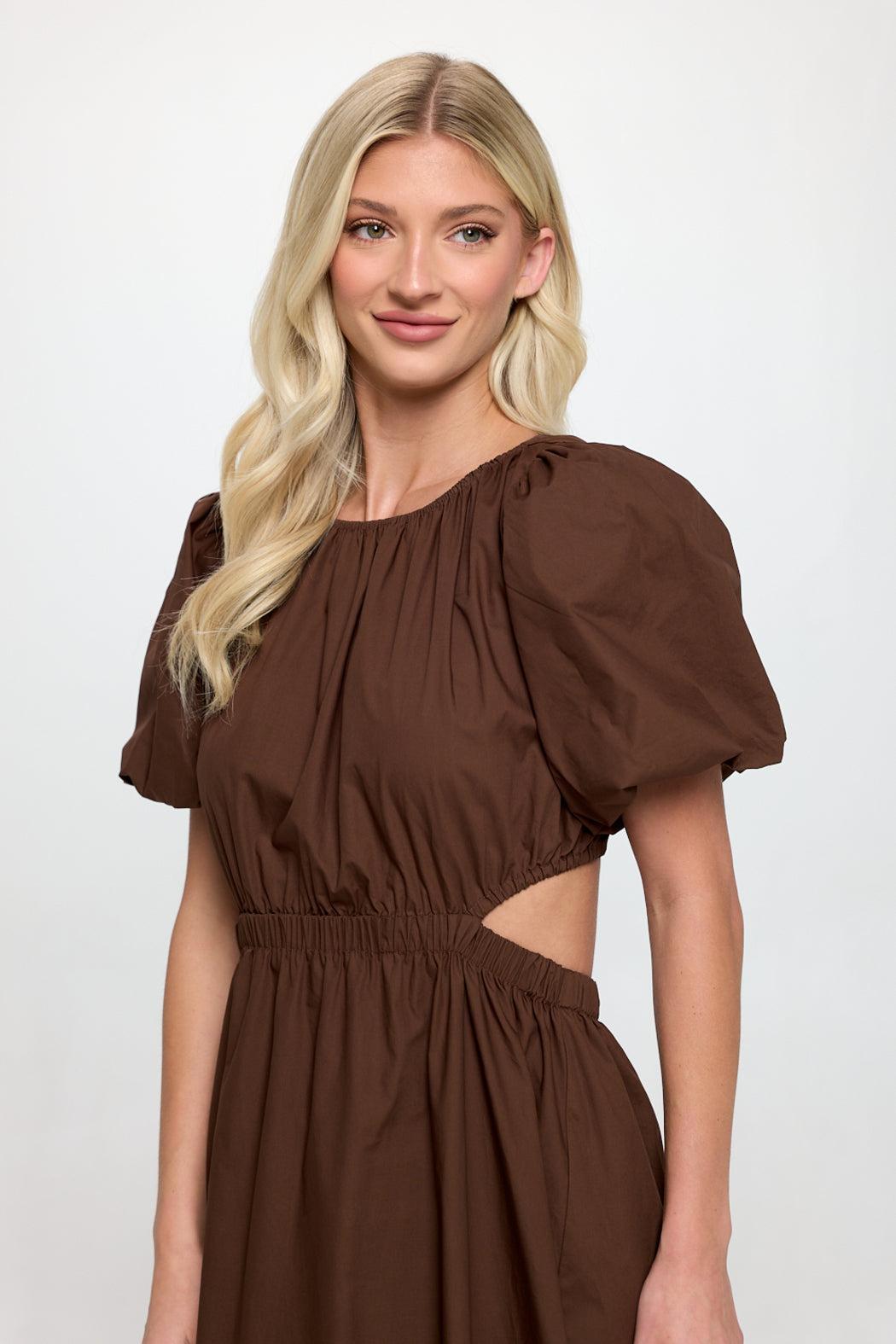 Brown Poplin Maxi Dress Product Image