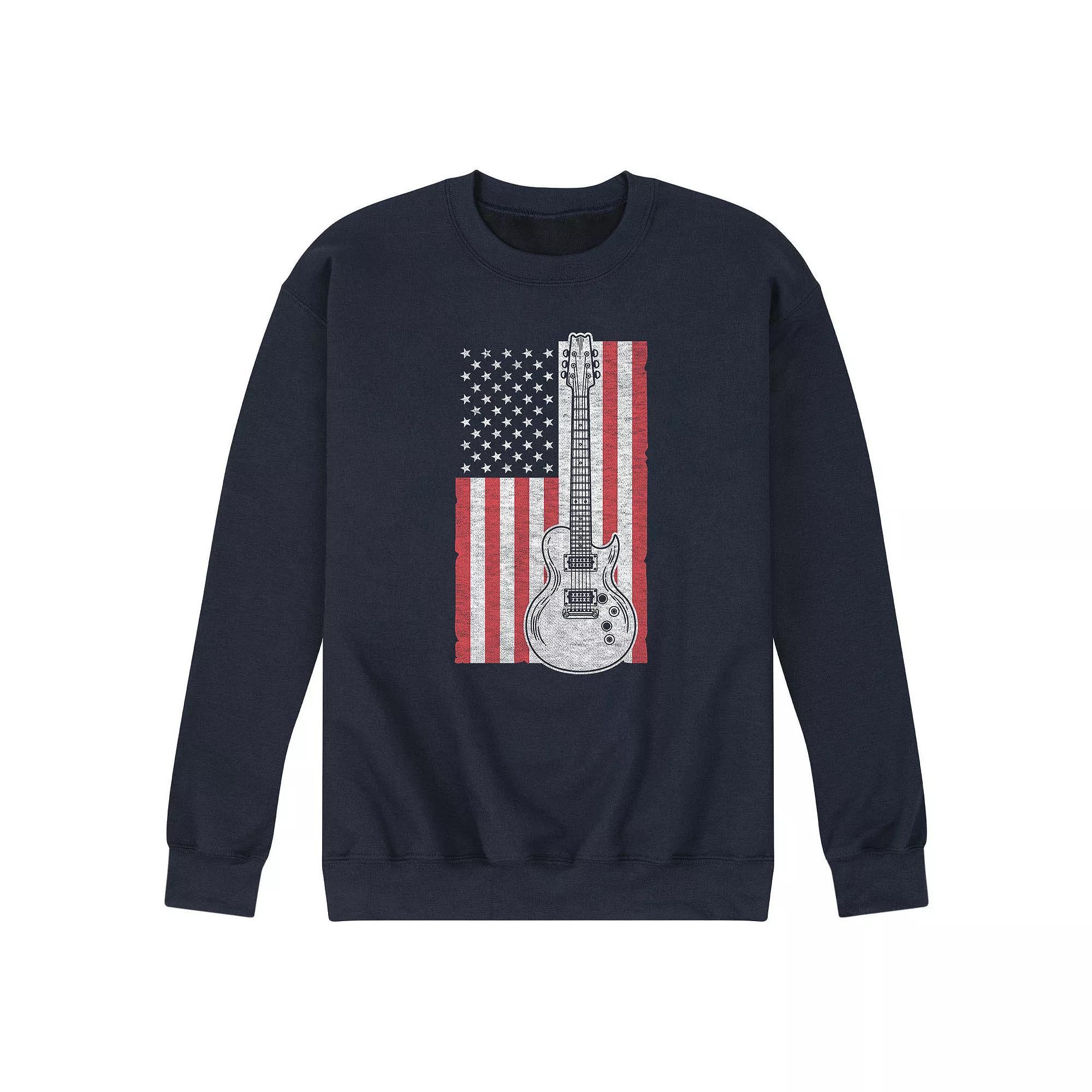 Men's USA Flag Guitar Graphic Fleece, Size: Medium, Blue Product Image