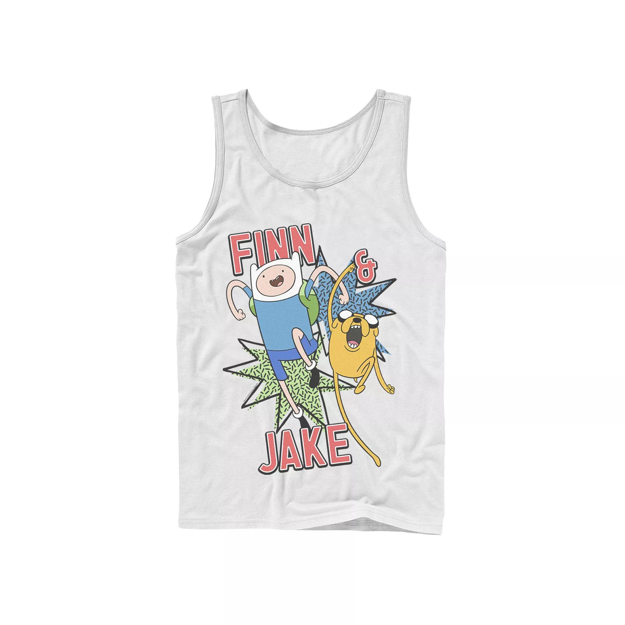 Men's Cartoon Network Adventure Time Finn & Jake Kapows Tank Top, Size: Large, White Product Image