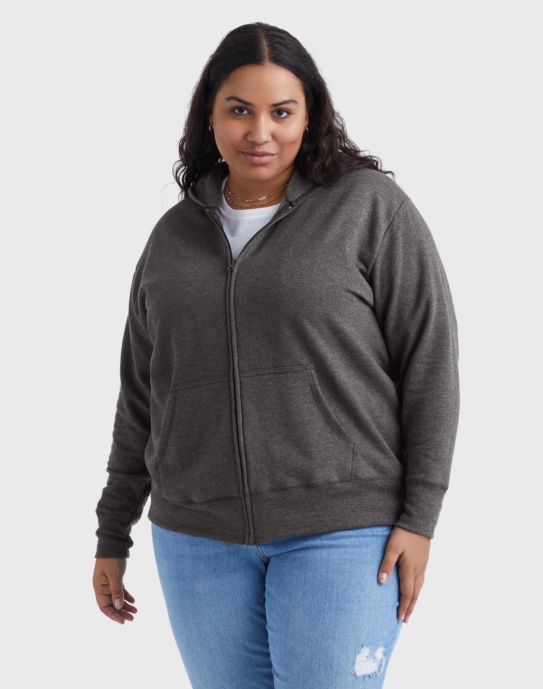 Hanes Just My Size EcoSmart Womens Full-Zip Fleece Hoodie (Plus ) Navy Heather 3X Product Image