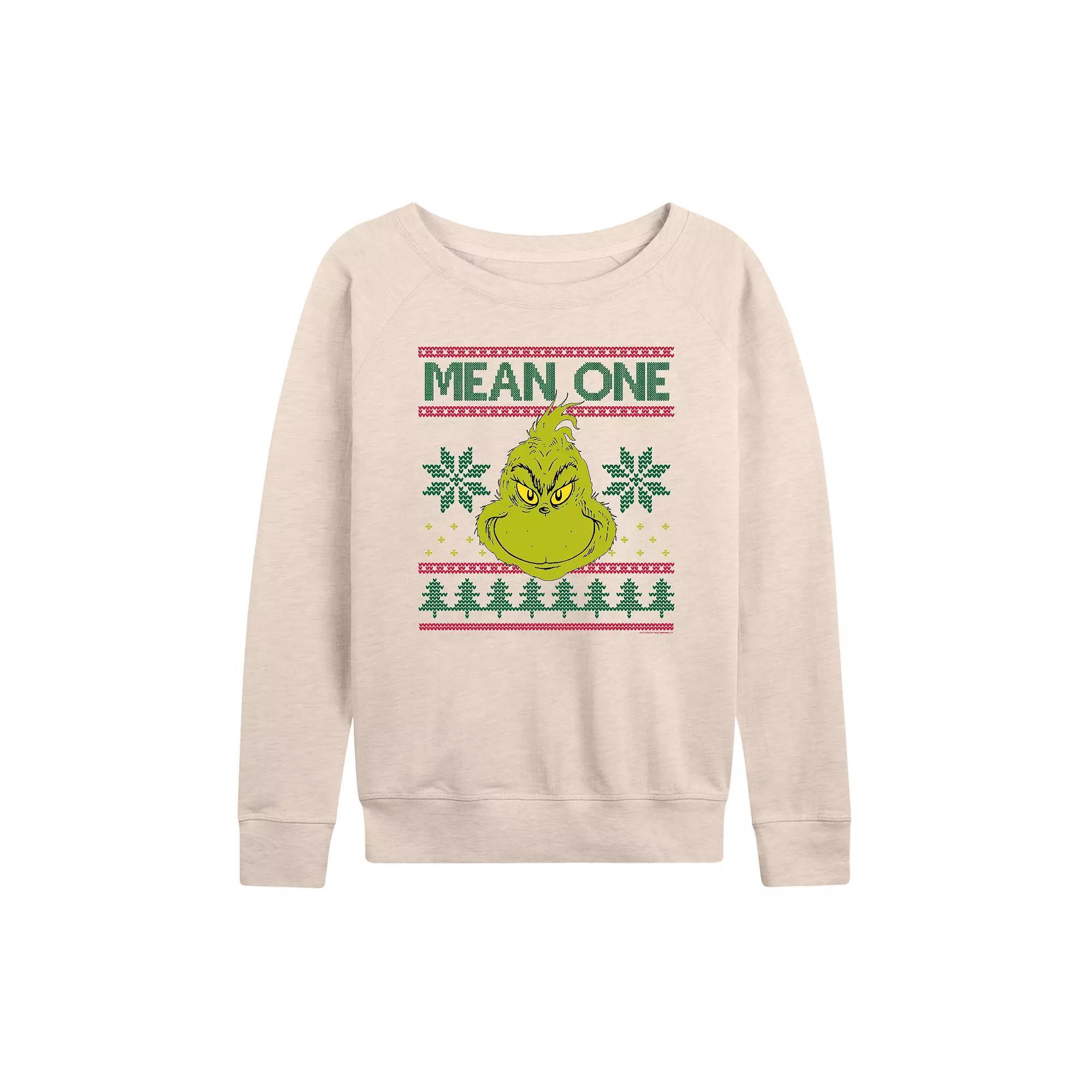 Women's Dr. Seuss The Grinch Mean One French Terry Long Sleeve Tee, Girl's,  Product Image