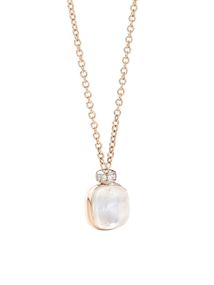 Womens Nudo Two-Tone 18K Gold, White Topaz, Mother Of Pearl & Diamond Necklace Product Image