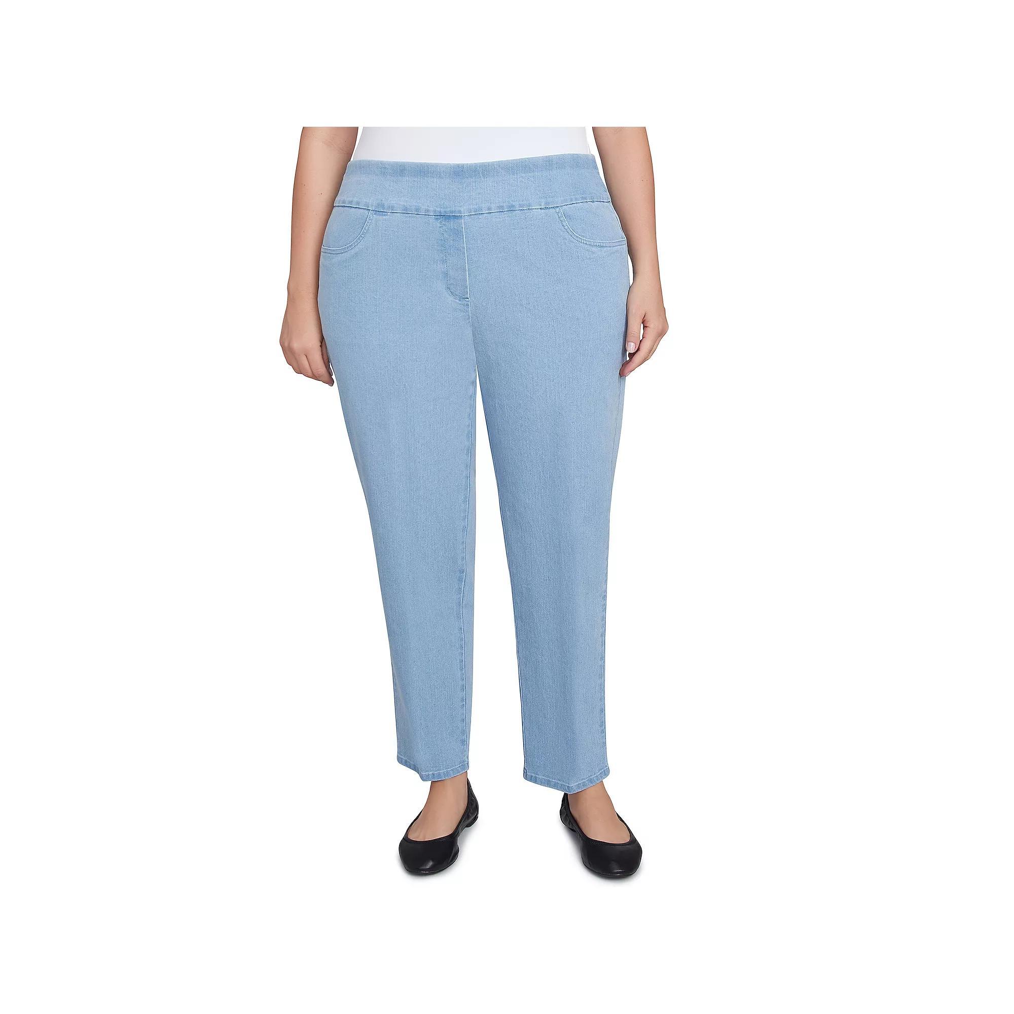 Plus Size Alfred Dunner Classics Pull-On Straight-Leg Denim Pants, Women's, Size: 24 W, Light Blue Product Image