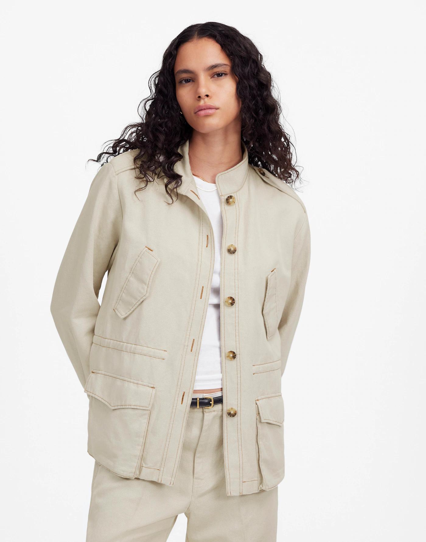 Cinched Utility Jacket in Italian Linen Twill Product Image